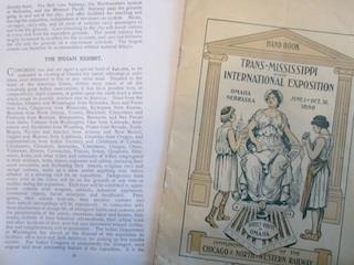 Page on the Indian Exhibit and cover of Trans Mississippi Expo Hand Book
