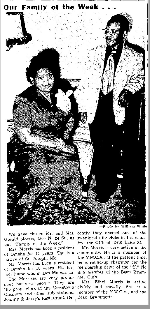 Scan of the Morris couple as Family of the Week
