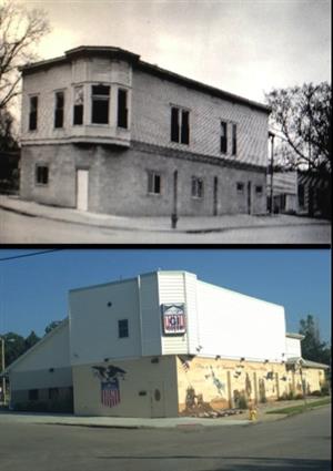 Old and new images of the exterior of the GI forum building