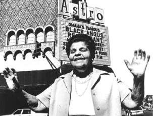 Rose Blumkin in front of the Astro theater Rose Blumkin in front of the Astro theater