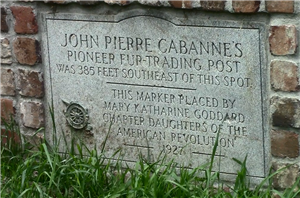 Historic marker for John Pierre Cabanne's Pioneer Fur-Trading Post