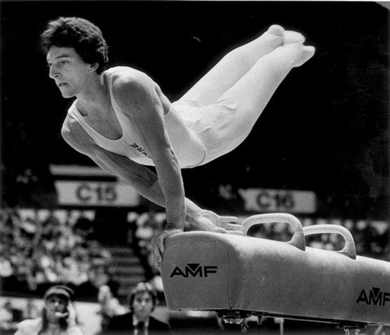 Phil Cahoy on the pommel horse