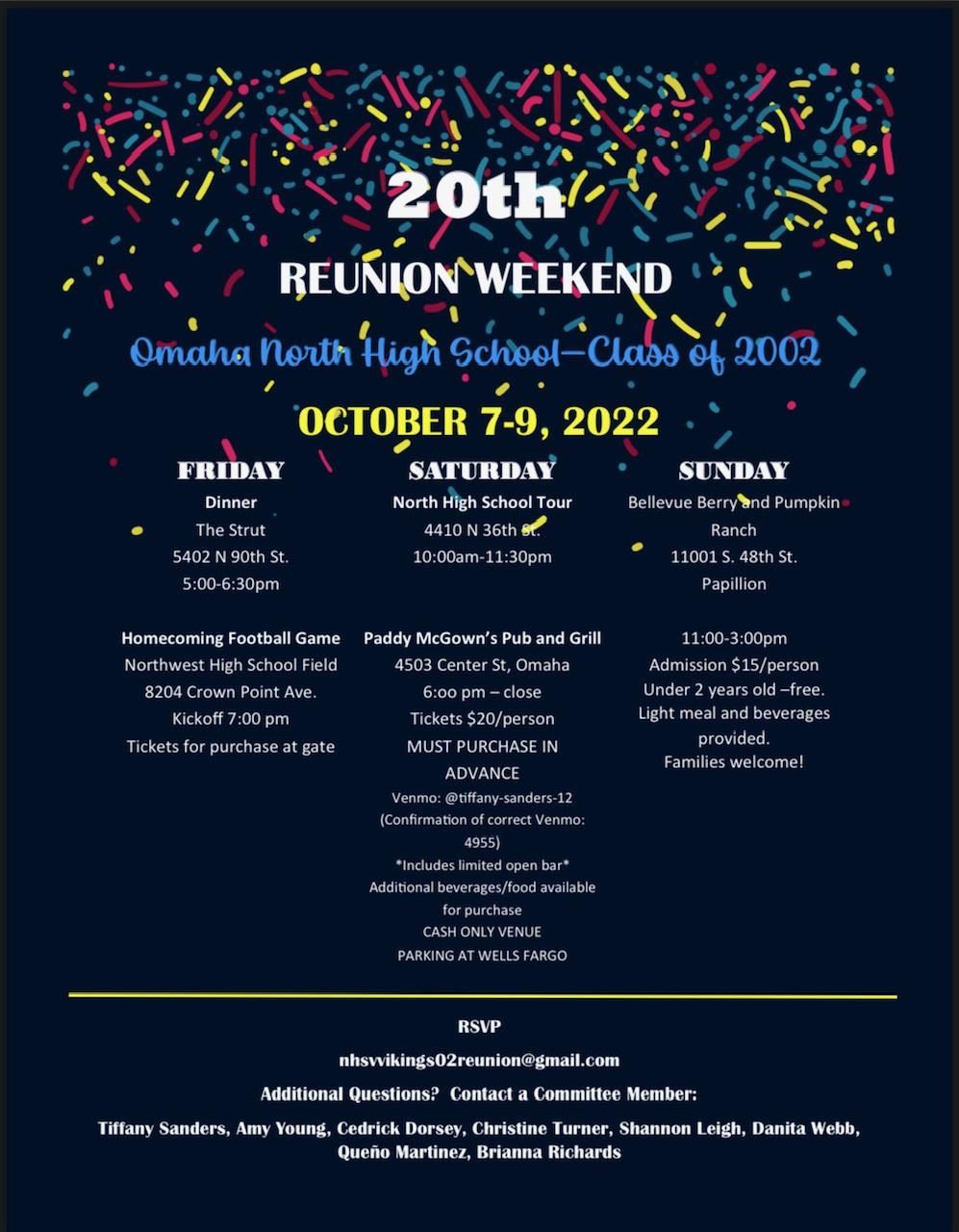 Reunion Schedule of Events